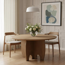 Load image into Gallery viewer, 59" Solid Wood Pedestal Base Round Top Dining Table - Brown
