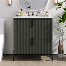 Load image into Gallery viewer, Bathroom Vanity With Ceramic Sink, Fluted Design
