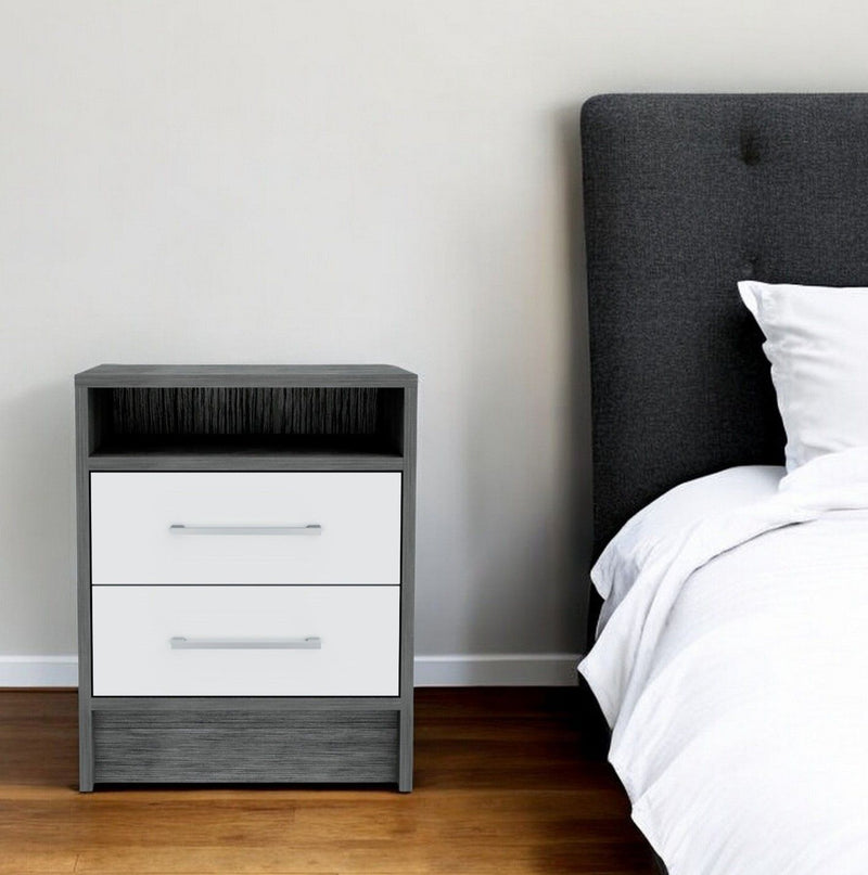 Sophisticated And Stylish Nightstand - Smokey Oak And White