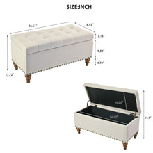 Load image into Gallery viewer, Upholstered Ottoman With Storage And Rivet Trim

