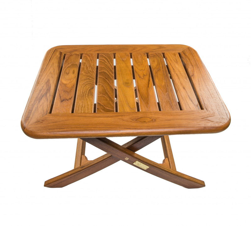 Solid Wood Rectangular End Table - Brown