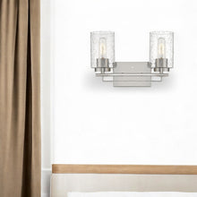 Load image into Gallery viewer, Metal And Textured Glass Two Light Wall Sconce - Silver
