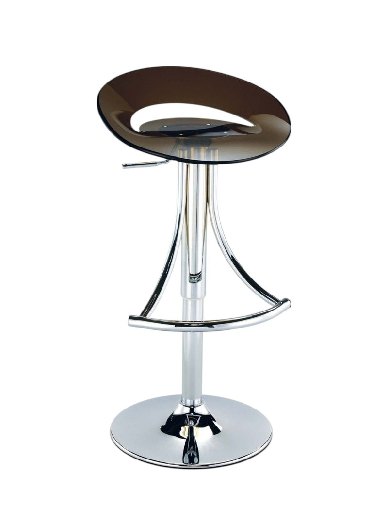 Acrylic And Metal Low Back Adjustable Height Bar Chair - Dark Gray And Silver