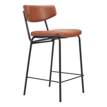 Load image into Gallery viewer, 30" Faux Leather And Steel Low Back Bar Height Bar Chairs (Set of 2) - Brown / Black
