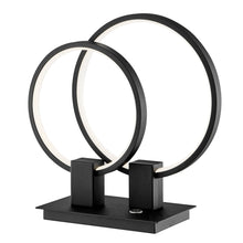 Load image into Gallery viewer, 15" Metal Two Light Mod Round Circle LED Table Lamp - Black

