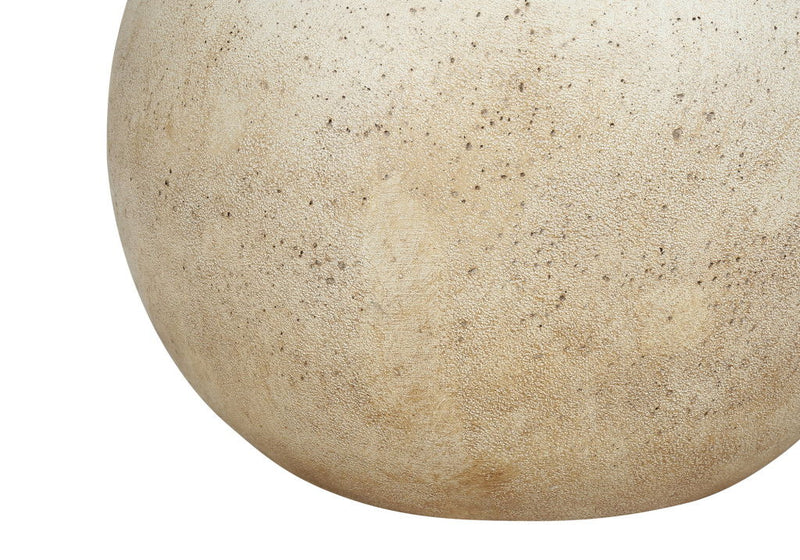 Concrete Round Table Lamp With Beige Drum Shade - Beige