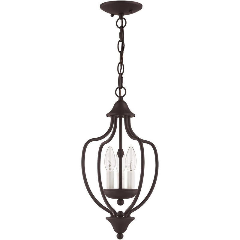 17'' Three Light Dimmable Chandelier With Shades - Bronze