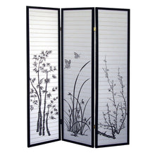 Load image into Gallery viewer, Folding Three Panel Screen Room Divider (469141) - Black / White
