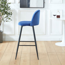 Load image into Gallery viewer, Bar Stool (Set of 2) Modern Counter Bar Height Chair With Back, Sturdy Metal Legs &amp; Footrests, Island Stool For Kitchen Bar - Blue
