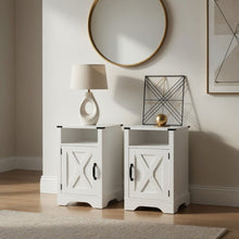 Load image into Gallery viewer, Farmhouse Nightstand, Charging Station &amp; Storage
