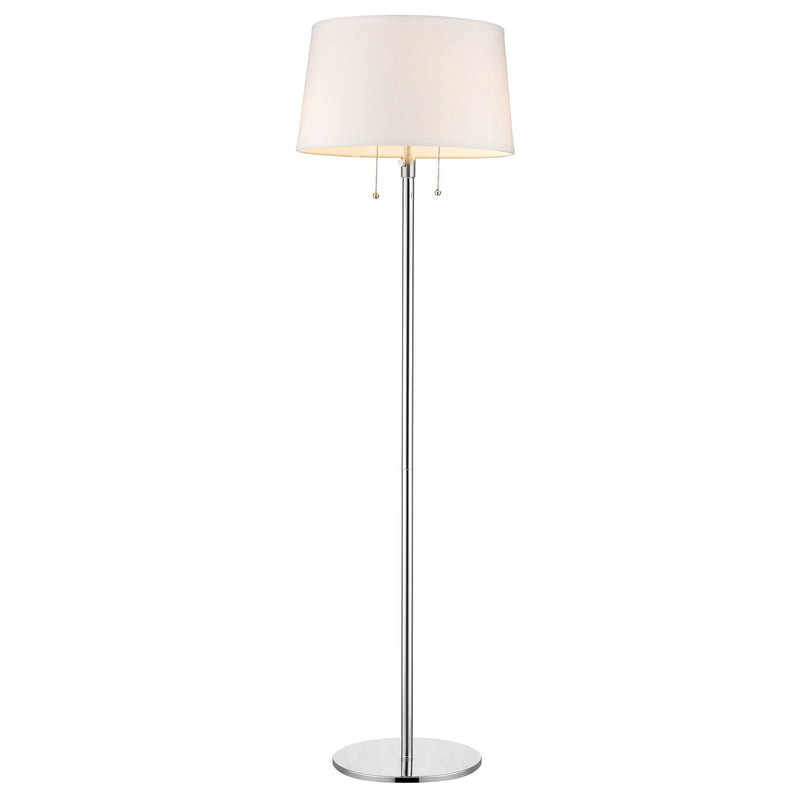 Traditional Shaped Floor Lamp With White Empire Shade - Chrome