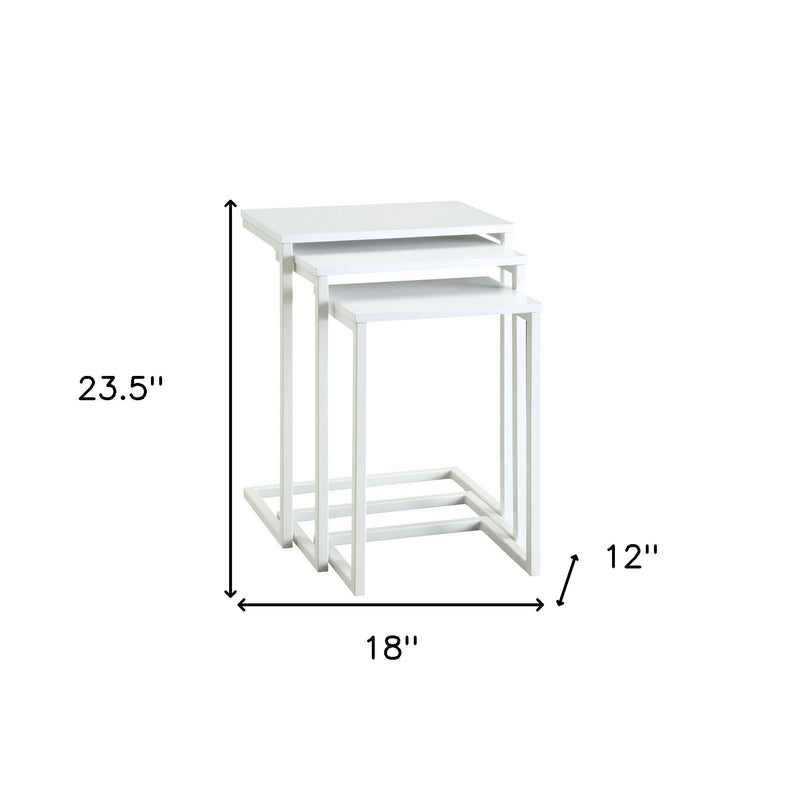 Solid Wood And Steel Nested End Tables (Set of 3) - White