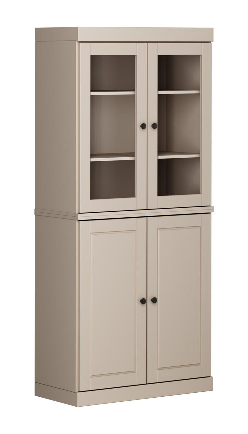 Solid Wood Adjustable Six Tier Library Bookcase With Four Doors (751523) - Beige