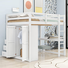 Load image into Gallery viewer, Loft Bed With Built In Wardrobe, Shelves And Drawers
