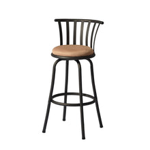 Load image into Gallery viewer, 29" Microfiber And Metal Low Back Bar Height Swivel Bar Chairs (Set of 2) - Brown / Black
