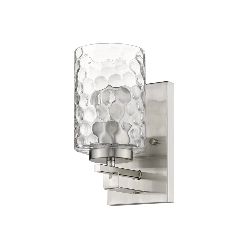 Metal And Pebbled Glass Wall Sconce - Silver