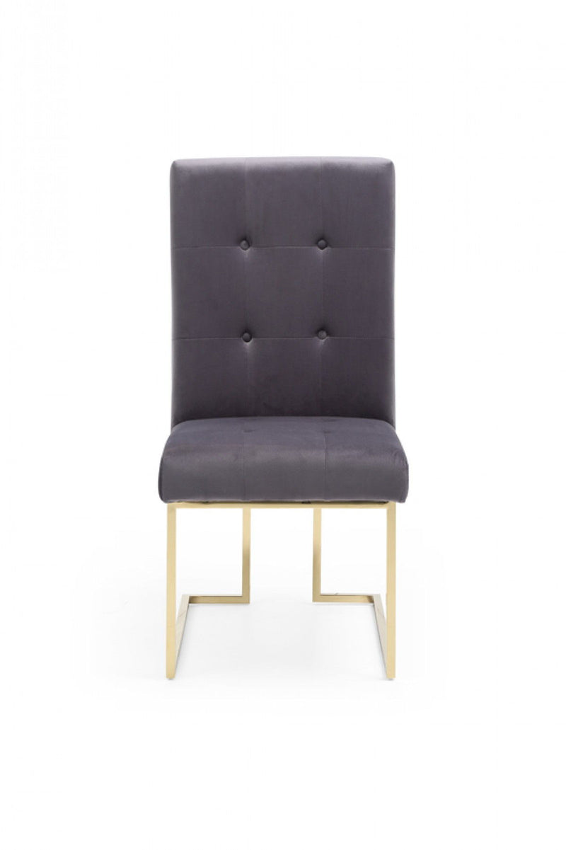 Tufted And Upholstered Fabric Dining Side Chairs (Set of 2) - Gray