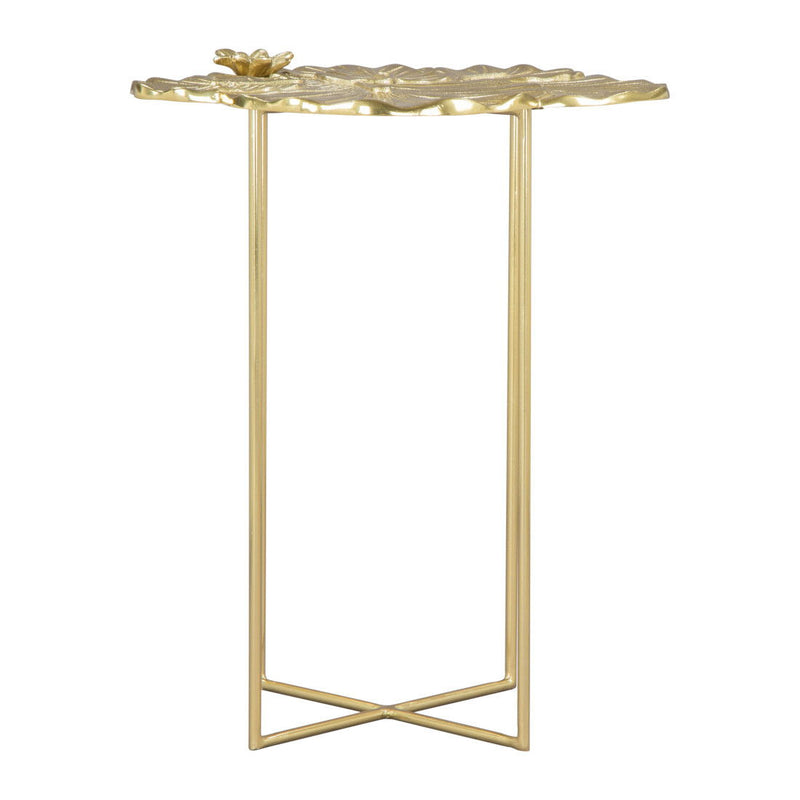 21" Aluminum And Iron Cross Legs End Table - Gold
