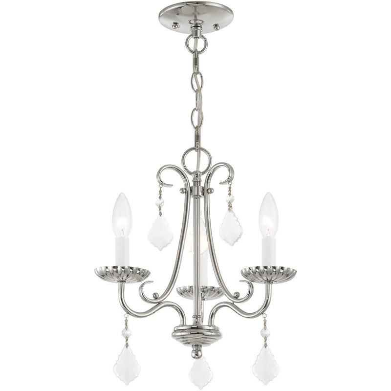 15" Three Light Dimmable Chandelier With Shades - Silver