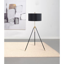 Load image into Gallery viewer, Tripod Drum Shade Floor Lamp With Rotary Switch - Black

