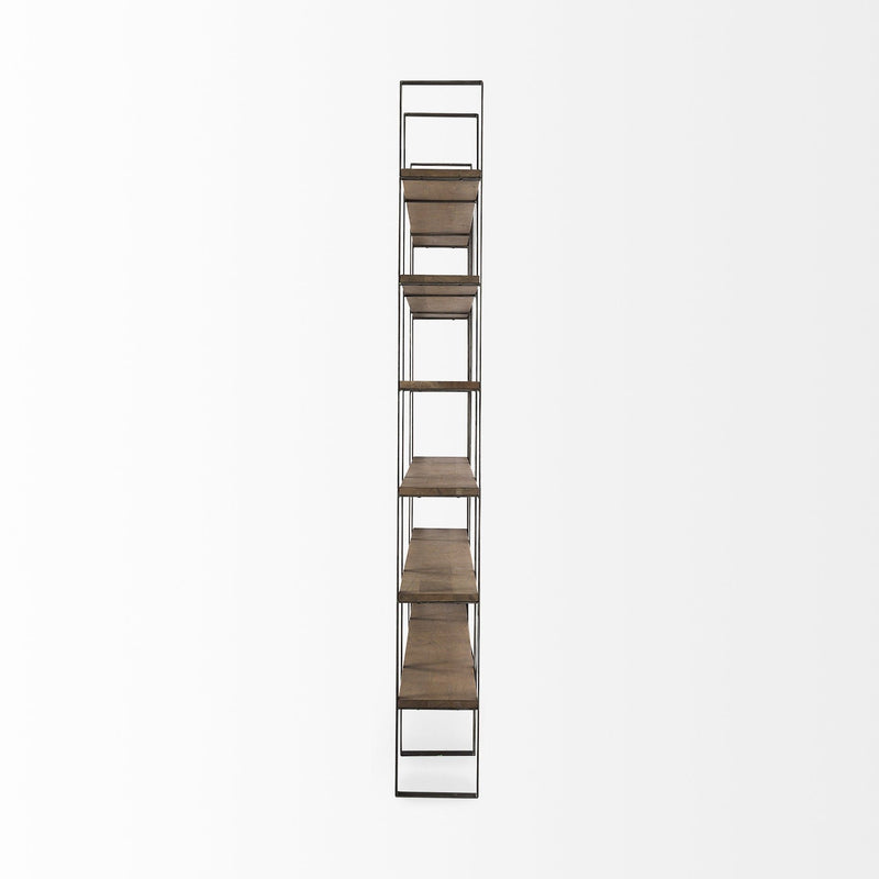 and Six Tier Bookcase - Brown / Nickel