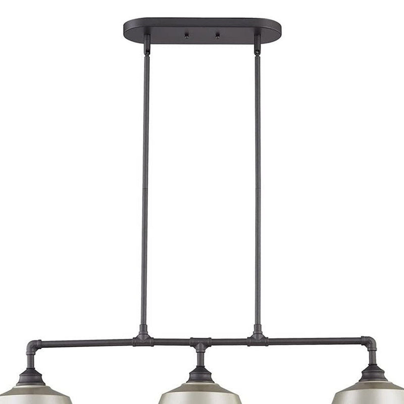 Kitchen Island Three Light Metal Dimmable Chandelier With Shades - Gray