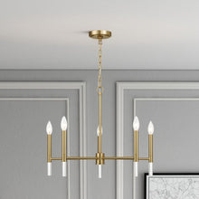 Load image into Gallery viewer, Courtyard - 5 Light Candle Chandelier - Clear / Gold
