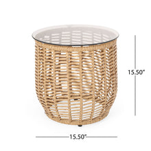 Load image into Gallery viewer, Boho Arias - Side Table With Tempered Glass Top And Rattan Wrap
