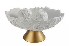 Load image into Gallery viewer, Matte Poly Decorative Bowl With Orbs - Gold / White
