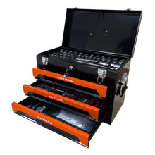 Load image into Gallery viewer, Portable 3 Drawer Steel Toolbox, 4 Layers Of Tools With Metal Latches, With Storage Tray And Carrying Handle
