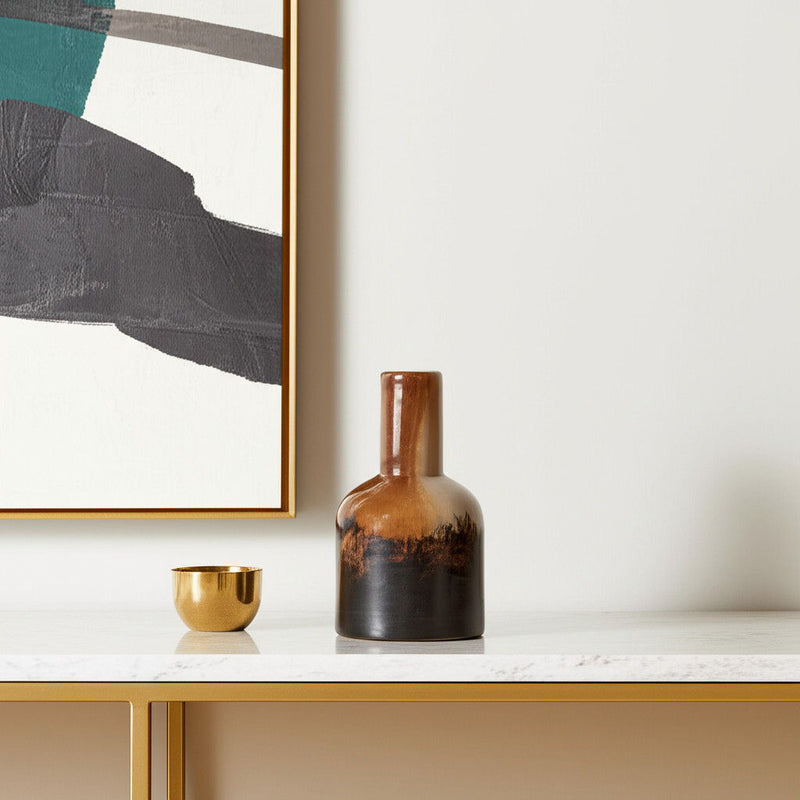 Abstract Tulip Table Vase - Amber / Cream / Dark Brown