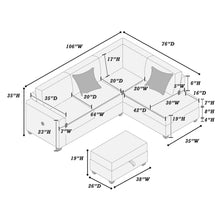 Load image into Gallery viewer, Modern Style Sectional Set With USB Port, Storage Ottoman
