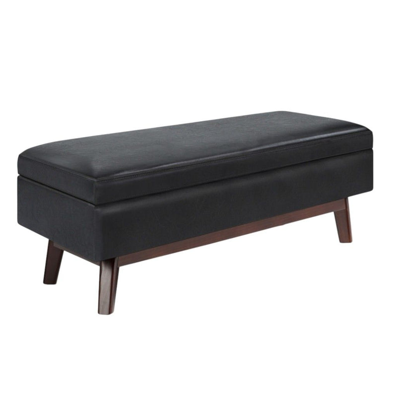 Leather Cocktail Ottoman With Storage - Black / Brown