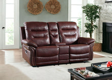 Load image into Gallery viewer, Faux Leather Manual Reclining Loveseat With Storage - Burgundy
