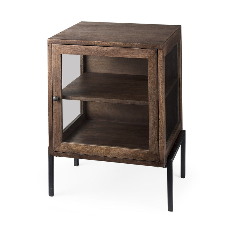 Solid Wood Square End Table - Brown