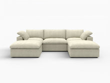 Load image into Gallery viewer, 2 Piece Living Room Set Blend Modular Sofa &amp; Ottoman Storage - Khaki

