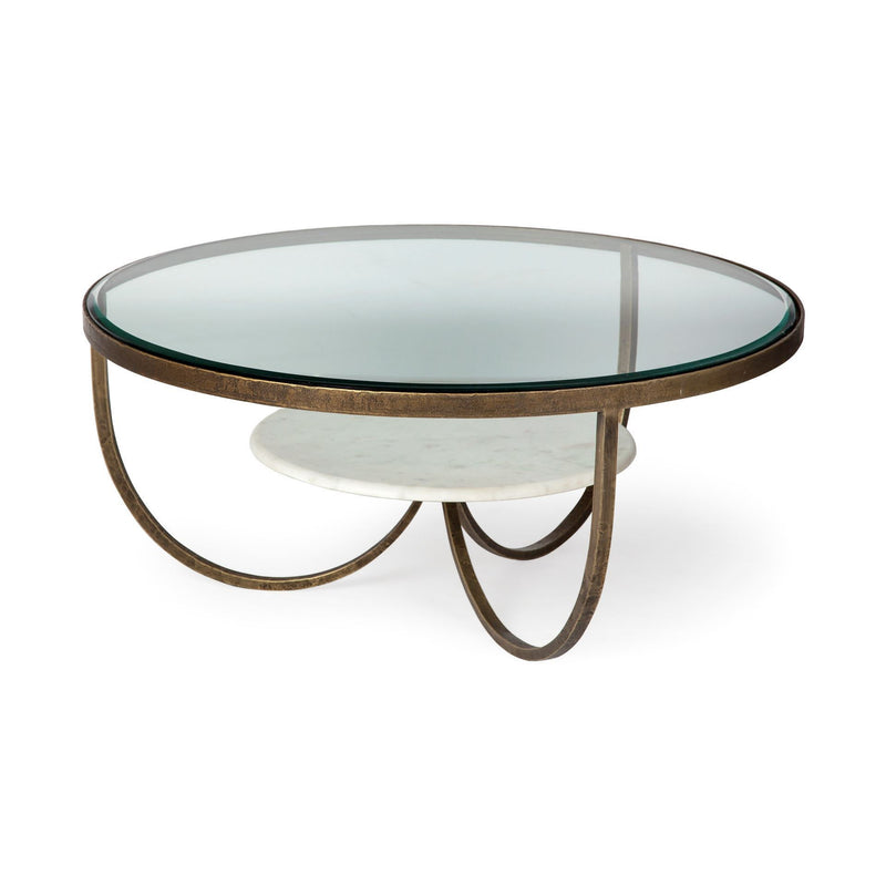 Round Coffee Table - Gold And Brown