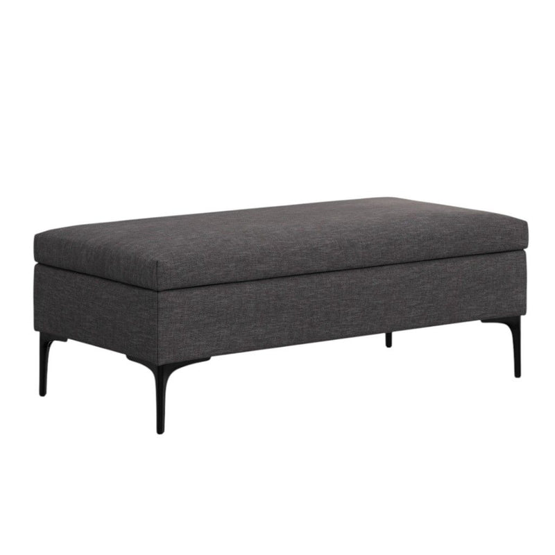 48" Upholstery Storage Ottoman - Black / Slate Gray