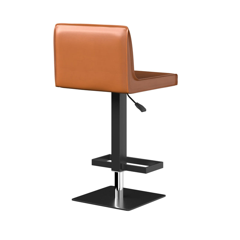 Faux Leather And Metal Low Back Adjustable Height Bar Chair - Orange And Black
