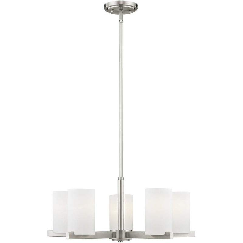 5 Light Dimmable Chandelier With Shades - Nickel