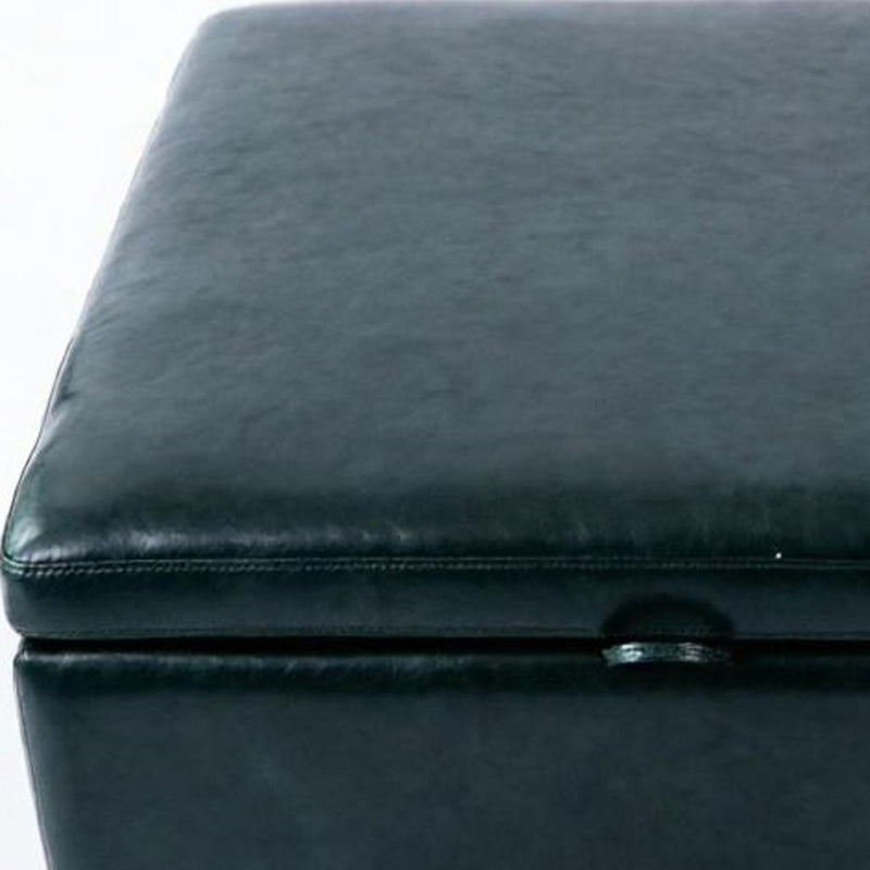 Faux Leather Ottoman With Storage - Blue And Black