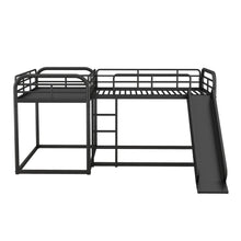 Load image into Gallery viewer, Full and Twin Size L-Shaped Bunk Bed with Slide and Short Ladder, Black
