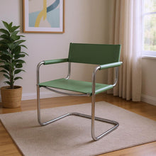 Load image into Gallery viewer, Leather Stainless Steel Arm Chair - Silver / Green

