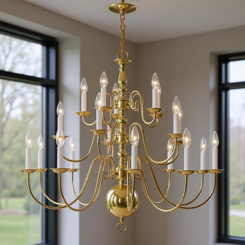 33" Multi Light Dimmable Chandelier With Shades - Brass