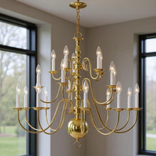 Load image into Gallery viewer, 33" Multi Light Dimmable Chandelier With Shades - Brass
