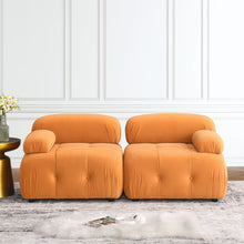 Load image into Gallery viewer, Modular Sectional Sofa, Button Tufted Designed and DIY Combination,L Shaped Couch with Reversible Ottoman, Orange Velvet
