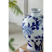 Load image into Gallery viewer, Floral Round Porcelain Table Vase - Blue / White
