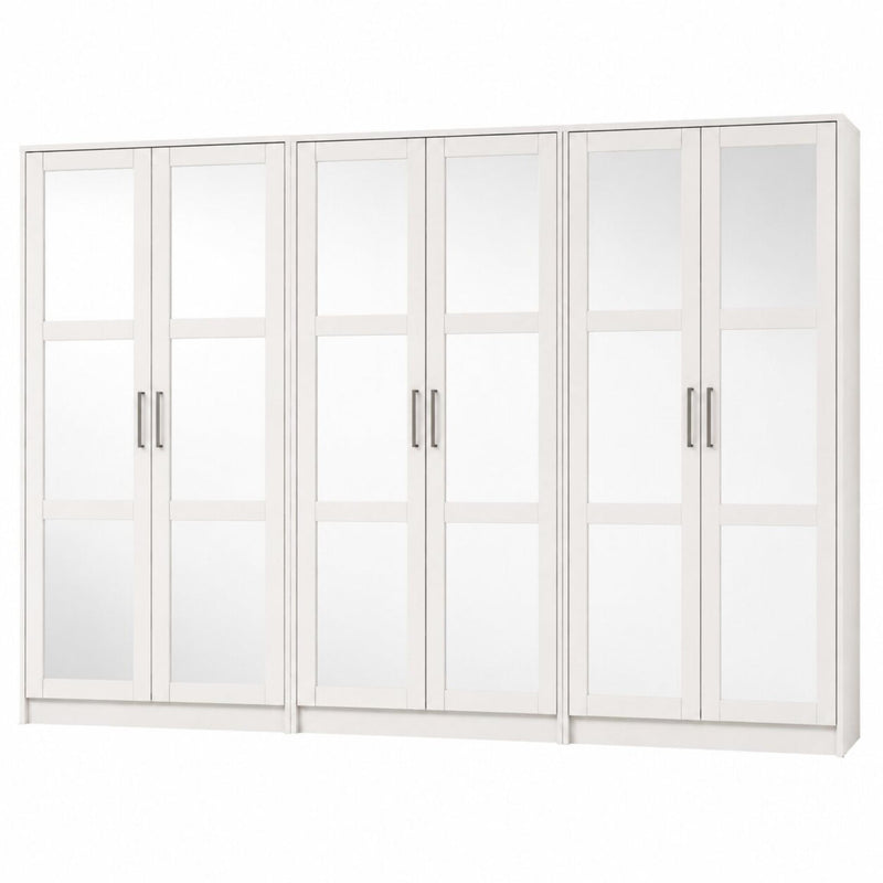 Solid Wood Mirrored Six Door Combo Dresser (765120) - White