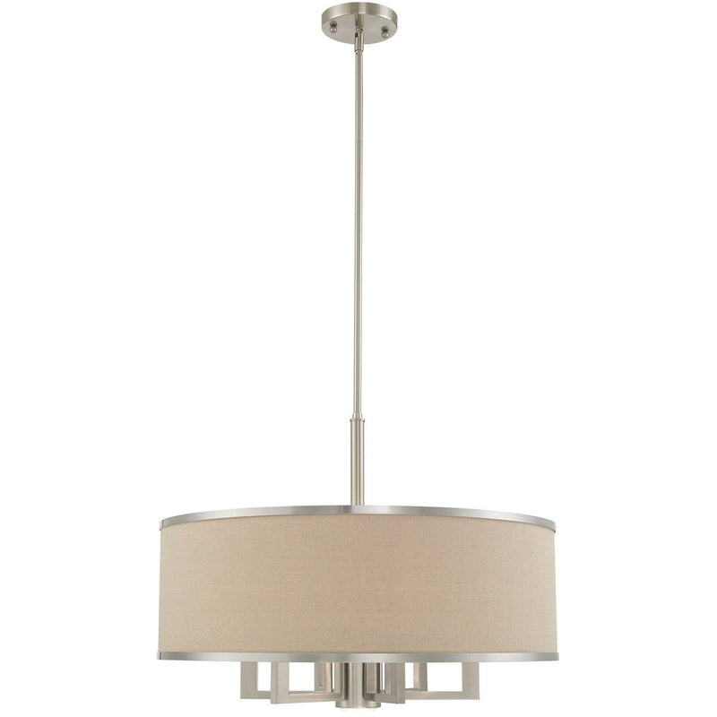 20" Seven Light Dimmable Chandelier With Shades - Nickel