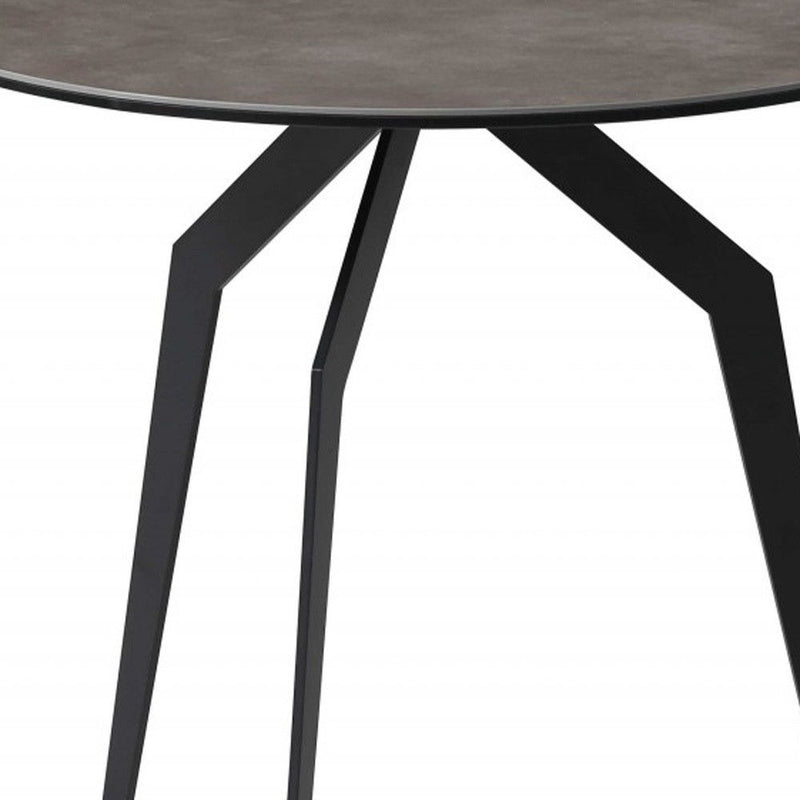 Ceramic Round End Table - Black And Gray